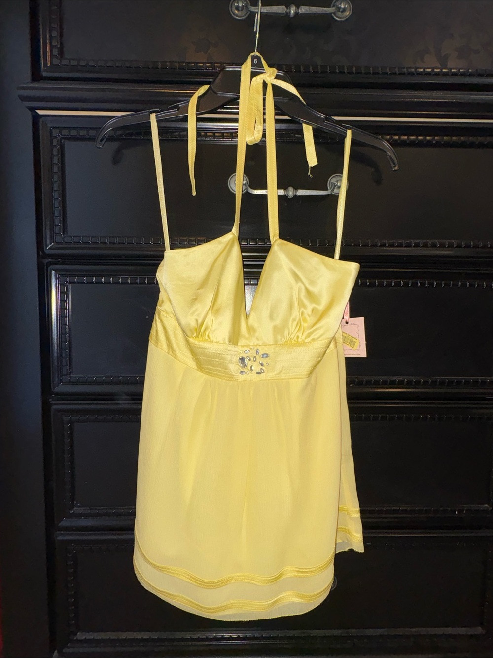 NWT Intuitions Yellow Silk Halter Blouse